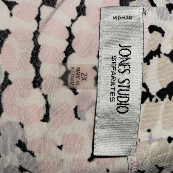 Jones Studio Sleeveless Pleated Blouse 2X Womens Abstract Pattern Polyester Pink - Picture 7 of 8